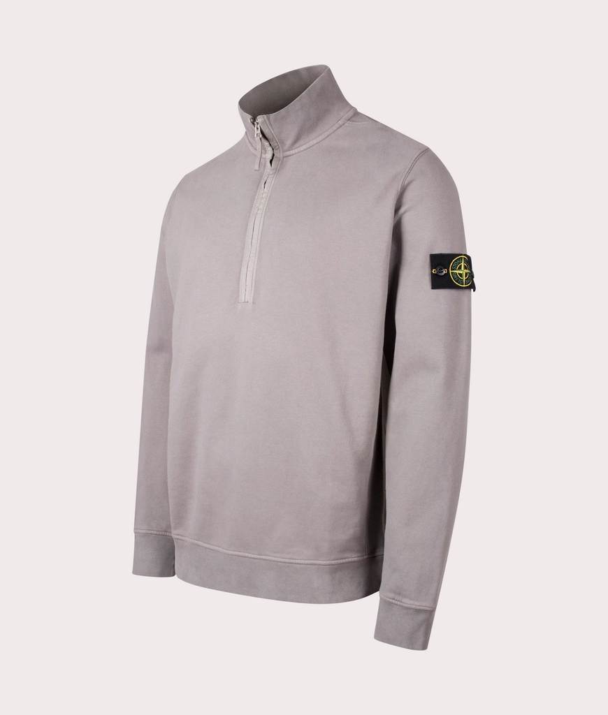 Stone Island Mens Organic Cotton Quarter Zip Sweatshirt